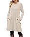 OFEEFAN Winter Dresses for Women 2025 Early Fall Fashion Long Sleeve Tunic Sweater White Wedding Guest Dress Wear with Leggings Teacher Outfits M