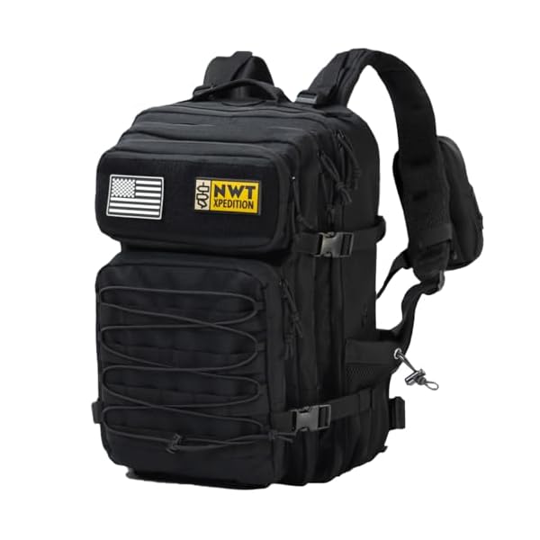 NWT XPEDITION Military Tactical Backpack,Sturdy Work & Molle Laptops Rucksack, Heavy Duty Pack for Hiking Camping Travel Fishing Gym,Black