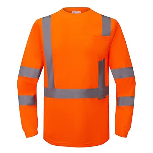 3C Products ST4000, ANSI/ISEA Class 3, Men’s High Vis Long Sleeve Safety T-Shirt, UV Protection, Reflective, Neon Orange,5XL