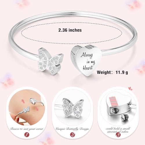 Abooxiu Cremation Jewelry Urn Bracelet for Ashes - Heart Ashes Keepsake Memorial Bangle for Women & Men - Always in my Heart2