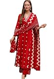 Style : ensemble Kurta Anarkali || Manches : manches 3/4 || Tableau des tailles – S/M/L/XL/XXL. Pour plus de détails, veuillez vous référer au tableau des tailles ci-dessous.