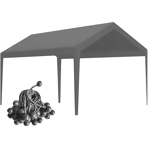Carport Replacement Canopy, Replacement Top Cover for 12' x 20' Carport Frame, 180G PE Fabric Waterproof & UV Protected Tarp with Ball Bungees, Grey (Only Top Cover, Frame is not Included)
