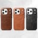 LUCKYCOIN for iPhone 17 Pro Full Genuine Leather Phone Case, Built-in Camera Control/Comprehensive Camera Protection/Compatible with MagSafe, Premium Leather Magnetic Phone Cover - Dark Brown
