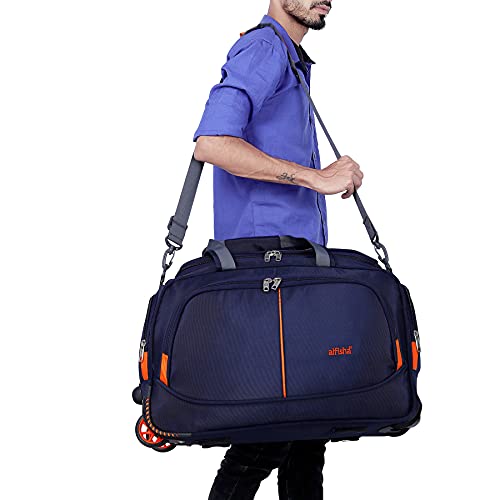 Image of Alfisha Nylon 55 litres Waterproof Strolley Duffle Bag- 2 Wheels - Luggage Bag - (Navy Blue)