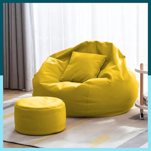 Image of Biggie Bean Bag 7XL Bean Bag Chair with Beans Filled - The Classics Bean Bag Sofa - Combo Set-Styled for Elegance with Free Cushion & Footrest (Matching Color : Yfava Yellow)