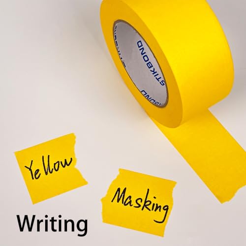 Image of 4-Packs Yellow Painters Tape 2inch x 55 Yards (220 Total Yards), Medium Adhesive Yellow Masking Tape for Wall Painting, Furniture Painting, DIY Handmade Decoration