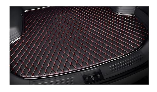 Image of MATRRA Compatible with Volkswagen Vento Custom Fitted Car Trunk /Boot Mat /Dicky Base Leather Car Trunk Mat Complete Set- Waterproof and Washable | Double Layer Mat | Color: Black-Red
