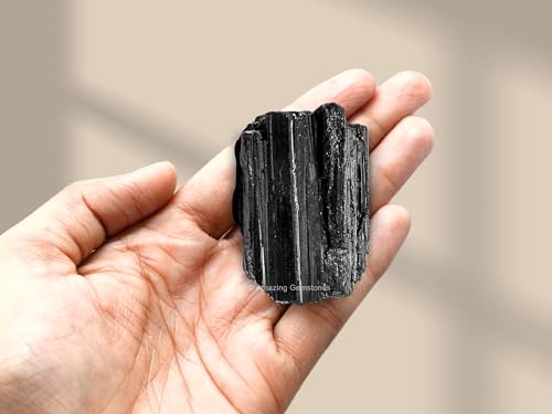 Image of Amazing Gemstone Genuine Black Tourmaline Crystals Stone Raw Protection for Healing, Natural Rocks for Tumbling - Turmalina Negra Original (2 Pieces)