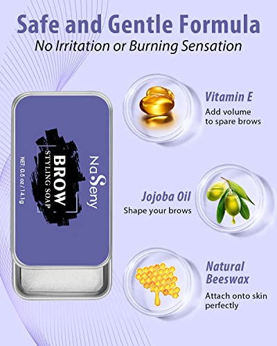 Naseny Dark Brown Eyebrow Stamp Stencil Kit,Eyebrow Soap Eyebrow Pomade Setting Gel With Amino Acid Brow Shampoo Cleanser #TOP4
