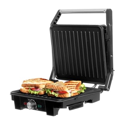 STANDART | Elektrogrill - 2200W | Sandwichmaker | 180º Öffnung | Küchengrill mit Temperaturkontrolle, LED-Leuchten | Edelstahl Multigrill für Sandwiches, Steak, Toast und Vegetables | Grill Toaster