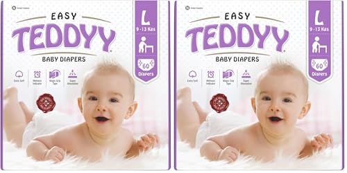 Image of TEDDYY Easy Baby Diapers Large (10-12 Months) - 60 Count, 9-13 kgs, Long Lasting Absorption, Anti - Rash (Pack of 2)