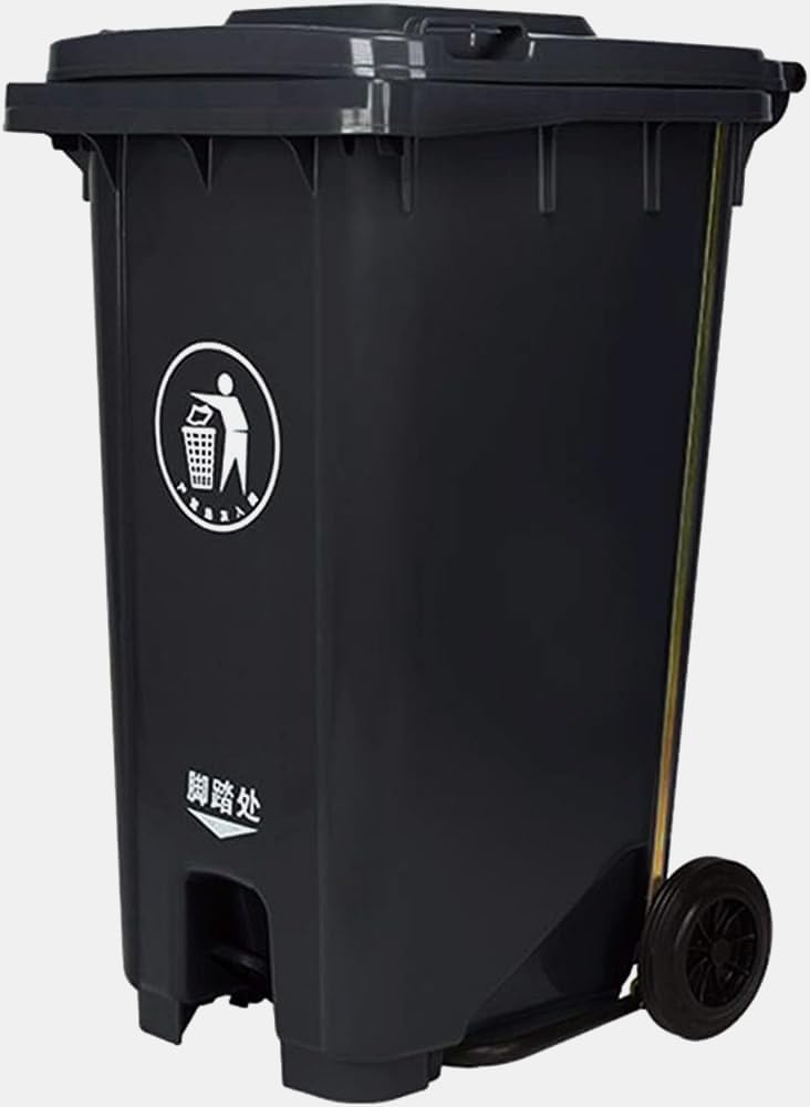 ECO CARE 240 LTR Large Capacity Outdoor Trash Can with Lid Pedal Recycling Bins Outdoor Garbage Bin For Garbage Sorting Garden Trash Can, Step on Trash Bin Heavy-Duty -Black