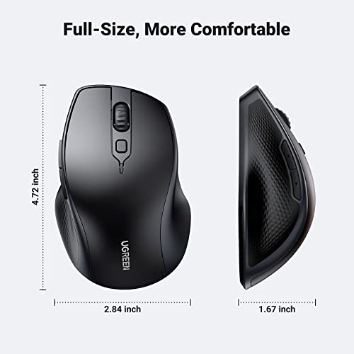Ugreen Wireless Mouse, Ergonomic Bluetooth 5.0 Mouse For Laptop, 2.4G Cordless Mouse With Usb Receiver, 1000/1600/2000/4000 Dpi, 5 Buttons Silent Mice For Macbook, Pc, Desktop, Chromebook, Black #TOP7