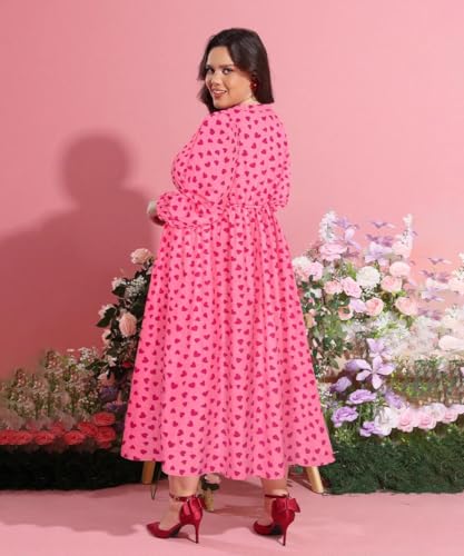 Image of TIYOMI Womens Plus Size Dresses Fall Long Sleeve Maxi Dresses V Neck Floral Spring Party Dress with Pockets XL-5XL (14W-28W)