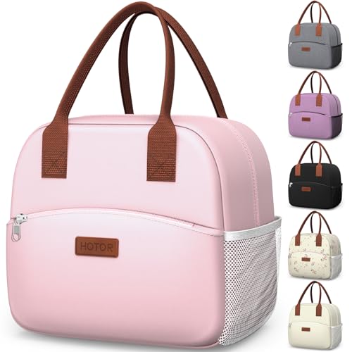 HOTOR Bolsas de almuerzo para mujeres y hombres, resistente al desgaste y a prueba de fugas, bolsa de almuerzo aislada con gran capacidad, caja térmica multifuncional para oficina, picnic, morado, 27
