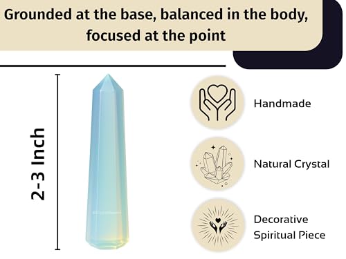 Image of Crystal Heaven Opalite Crystal Tower Obelisk Point For Chakra, Healing And Balancing - Aaa Grade Original Certified Gemstone Agate For Reiki Meditation Yoga Spiritual (2-3 Inches)