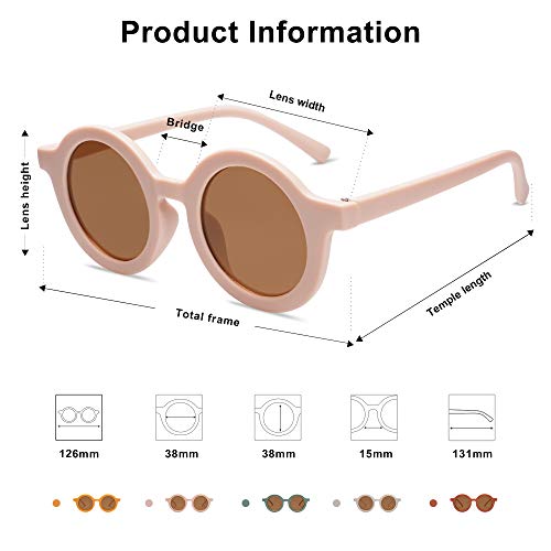 SOJOS Enfants Lunettes de soleil Rondes Garçons et Filles,Mignonnes Lunettes de Soleil Polarisées pour Enfants Protection UV400 pour La Plage Vacances SK5606