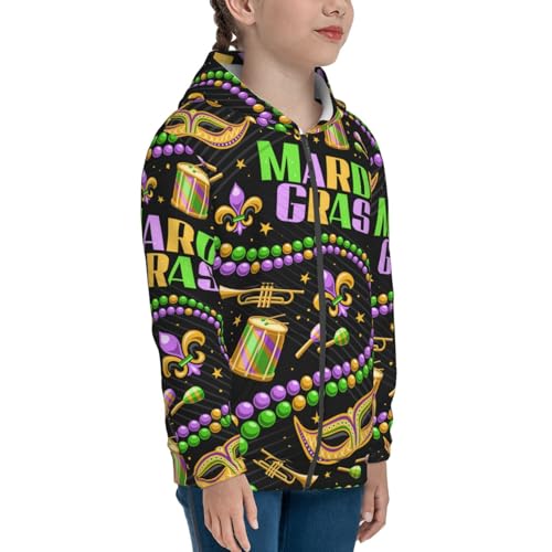 Mardi Gras3 Kids Pullover Hoodies Boys Zip Up Sweatshirts Girls Athletic Clothes with Pocket4
