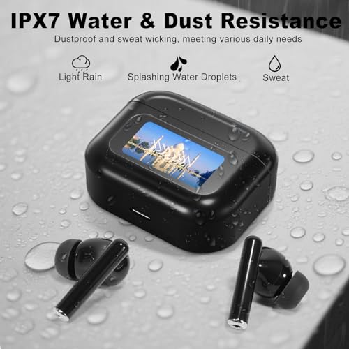 Image of Wireless Earbuds, Bluetooth 5.4 Ear Buds with Touch Screen, ANC /ENC Noise Cancelling Earbuds with Charging Case, IPX7 Waterproof, 6 EQ Modes, 40H Playtime Stereo Sound Earphones for iOS Android(Black)