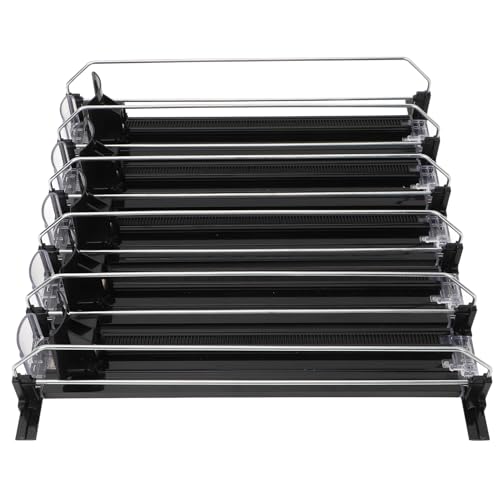 Refrigerator Beverage Dispenser, Adjustable Dividers Selfpushing Beverage Organizer 5 Pieces Easy to Assemble for Supermarkets (Black)