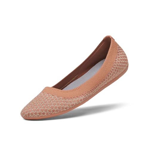 Allbirds Women’s Tree Breezer, Knit Ballet Flats, Slip-On Everyday Round Toe Shoes, Machine Washable Made with Natural Materials - Sienna Blush - 6.5 Medium