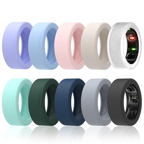 10 Pack Ring Protectors for Oura & Galaxy Rings, Elastic Silicone, Anti-Scratch, Gym & Workout