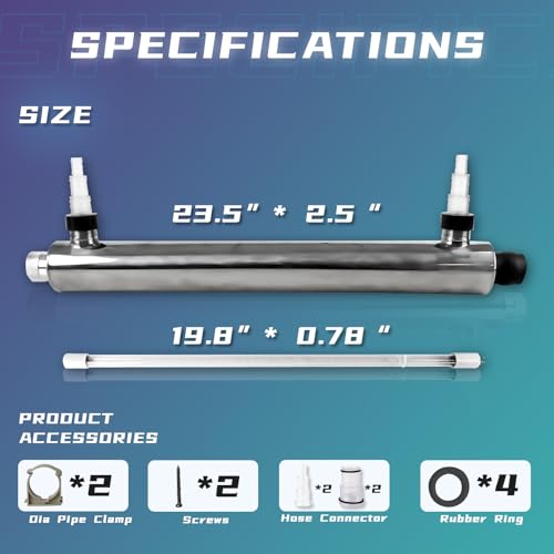coospider-repta 55W UV Light for Above Groud Pool Cold Plunge Aquarium Algae Control with UVC Bulb Stainless Steel Ultraviolet Green Water Machine Algae Remover for Pond by coospider-repta - Used condition - Image 6