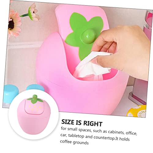 Mini caneca de basura rectangular con tapa rosa miniatura 7