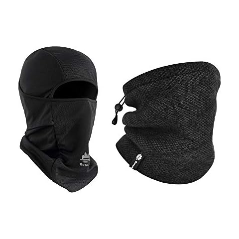 Botack Balaclava Ski Mask UV Protection & Neck Gaiter Fleece 3 in 1 Warmer Slouchy Beanie Hat Bandana Cover