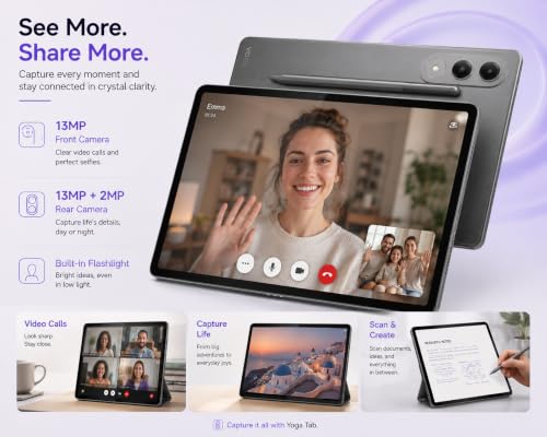 Image of Lenovo Yoga Tab AI Tablet, 11 inch 3K 144Hz, 12GB RAM, 512GB, Pro Pen, Keyboard
