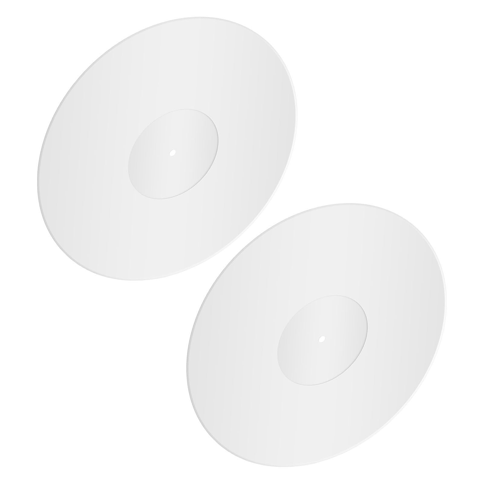 GALPADA 2 Piezas Blanco Acrílico Tocadiscos Mat Vinilo Mat para Tocadiscos de Estudio o Hogar Antiestático y Vibración Reducción de Ruido para Mejora de Calidad de Sonido