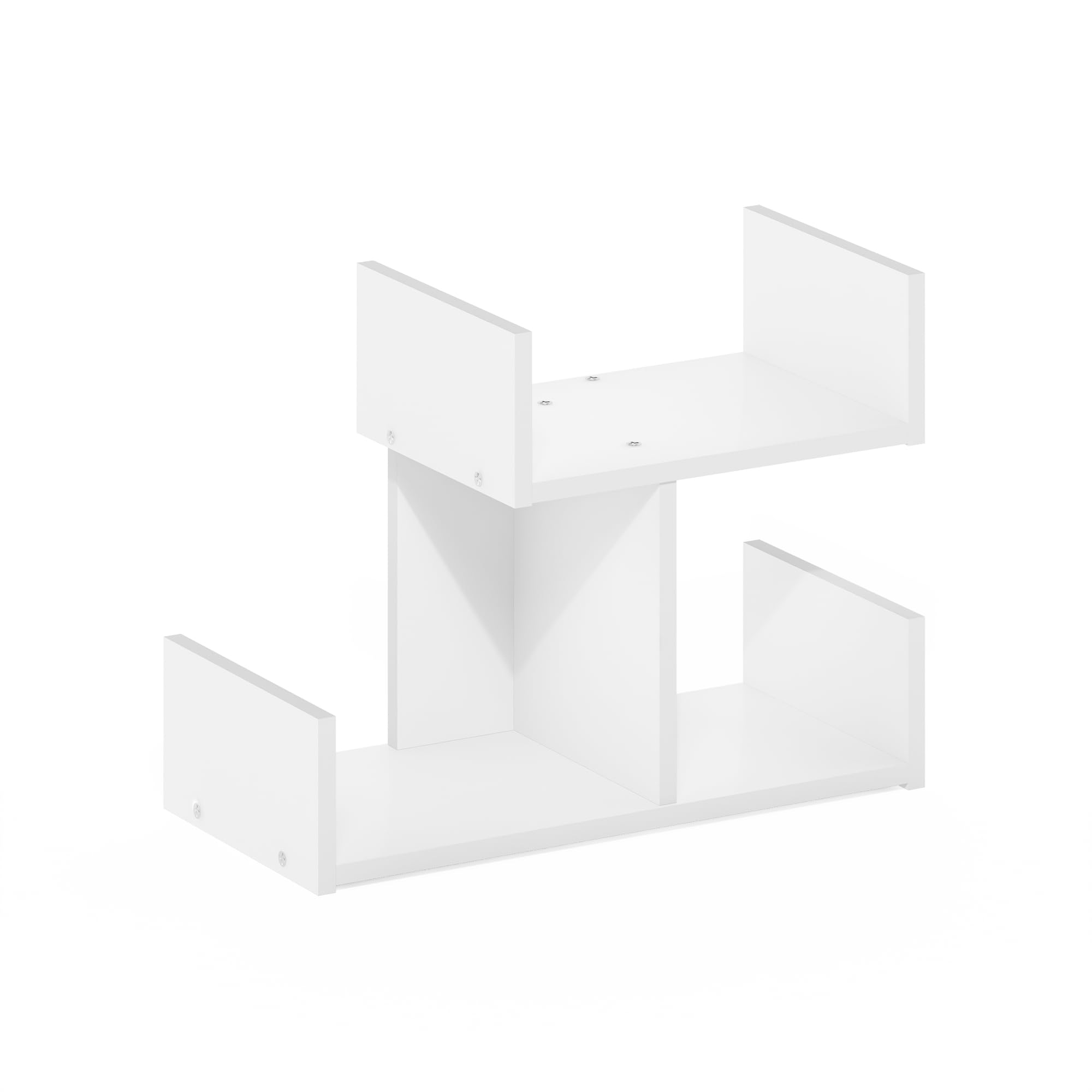 Furinno Hermite Wooden Desktop Bookshelf Storage Organizer for Home and Office Supplies White, 2 compartments