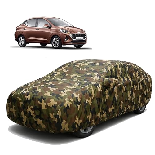 Image of Sulfar 100% Waterproof Car Body Cover Compatible with Mirror for Hyundai Aura with Long Lasting Durable Material (Triple Stitched, Full Bottom Elastic, Camouflage Army)