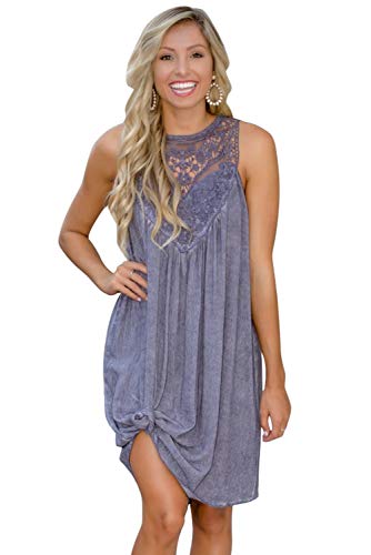 Gte Vestido sin mangas de verano para mujer, de color sólido, con costuras