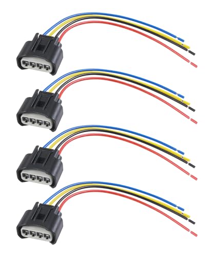 SCUARI 4PCS Ignition Coil Connector Ignition Coil Wire Harness Car Accessories Ignition Coil Female Connector Plug Harness Pigtail 4 Wire Automotive Coil Winee Cable Replace #90980-11885 90980-11885