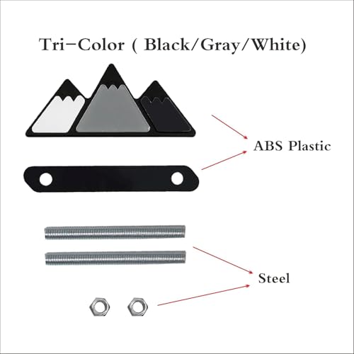 Image of Truck Grille Accessories Tri-Color Grille Snow Mountain Shape Emblem Decoration Accessories Car Truck Label Compatible with Tacoma 4Runner Tundra Sequoia Rav4 Highlander(White,Gray,Black)