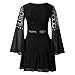 FLOYU Halloween Lace Dresses for Women Crochet High Waisted Elegent Dress Deep V Neck Ruffle Long Sleeve Dress