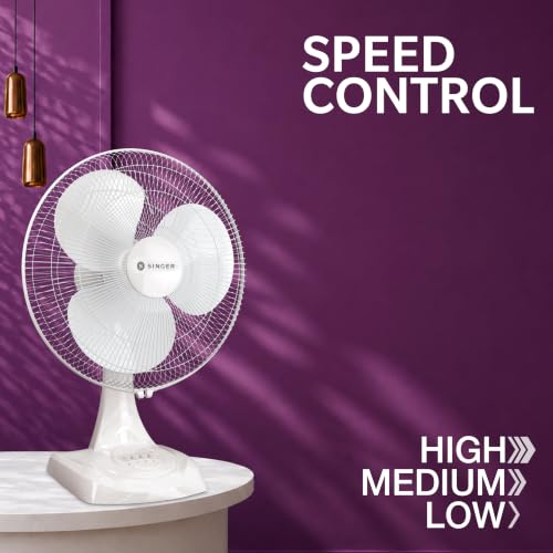 Image of SINGER Brissa 11 60W High Speed Table Fan | 100% Copper Motor | 75 CMM Air Delivery | 3 Speed Control | Silent Operation | Adjustable Height | ISI Certified | 2 Years Warranty