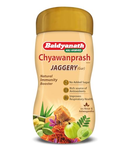 Image of Baidyanath Jaggery Gur Chyawanprash - 900gm | Ayurvedic Chyawanprash with Amla & Giloy | Natural Gur Sweetened | Daily Energy, Strength & Immunity Support