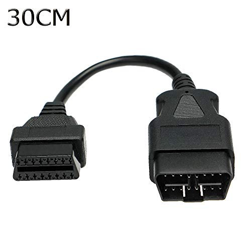 TONWON Cable de extensión OBD2, 16 Pin Macho a Hembra Cable de extensión OBD II Extensor de diagnóstico para Todos los vehículos OBD2 (30cm / Negro)