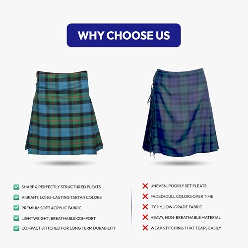 Image of 8 Yard Mens Kilt - Authentic Tartan Kilt for Men Highland Outfit for Weddings & Traditional Scottish Wear