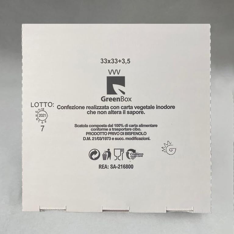 Scatole Pizza 33x33 h 3,5 cm Chiusura Americana Cartone Termico da Asporto