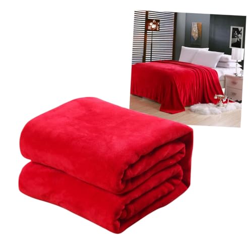 Manta de franela gruesa roja Uonlytech para sofá y cama 2