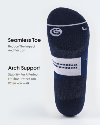Image of CS CELERSPORT Men's Ankle Running Socks with Cushion, Arch Support Low Cut Athletic Tab Socks for Men Women 6 Pack