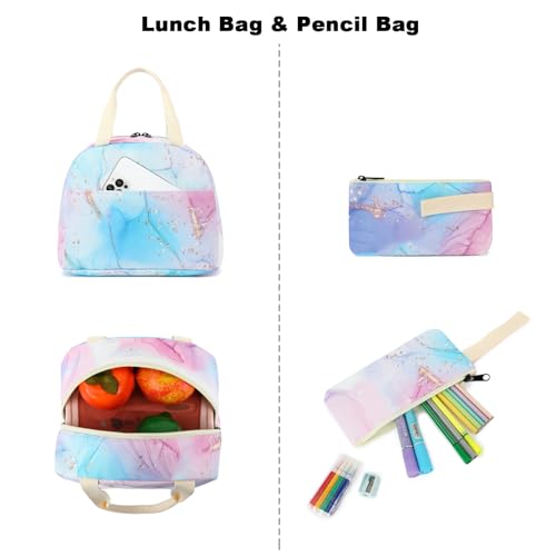 Mochila escolar para meninas e adolescentes, mochila escolar primária, conjunto de mochila com lanch