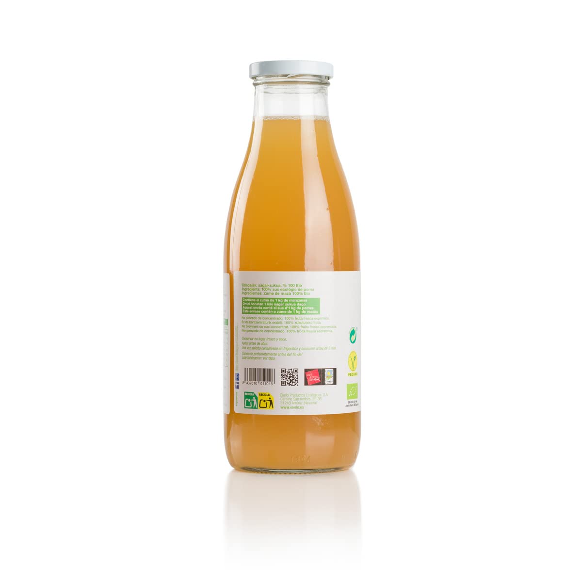 ÉKOLO Zumo de Manzana Ecológico, 100% Exprimido, 6 Botellas x 750 ml, 4500 ml