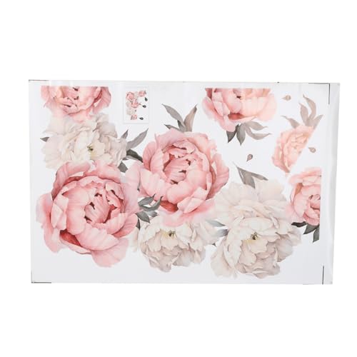 Adfaga Pegatinas de pared de flores de peonía, calcomanías artísticas autoadhesivas extraíbles para decoración del hogar, dormitorio, sala de estar, oficina, diseño Floral de 40x60
