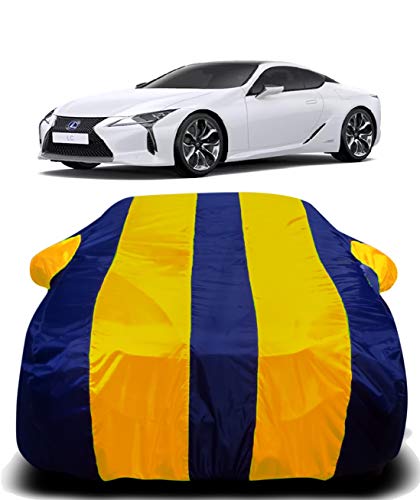 Image of Waterproof Car Cover with Ultra Surface Body Protection (Yellow Stripes) (Lexus lc500)