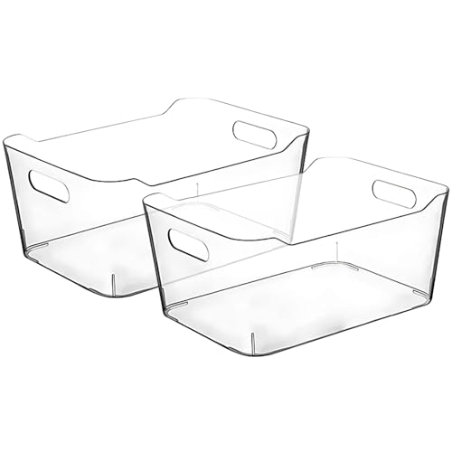 Image of Clear Plastic Storage Bins for Kitchen Organization or Pantry Organizers and Storage, Freezer Fridge Organizer Containers Bin for Organizing Refrigerator Closet Cabinet Organizers