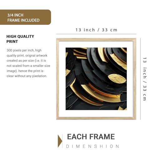 Image of kotart Premium Paintings with Frame for Home Decoration - Modern Art Golden Horse Painting for Living Room Bedroom Office Wall Decoration - Pack of 4 (Art 5, Big (13x17 or 13x13 inch))